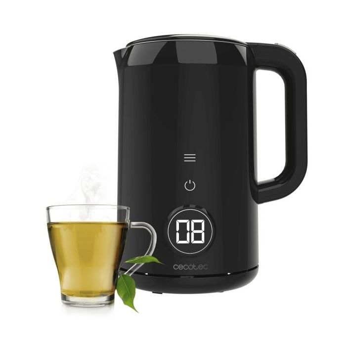 Cecotec Themosense 600 Touch Neo Hervidor de Agua Electrico de 1.7L - 2200W - Tactil - 7 Niveles - Acero Inoxidable - Funcion Mantenimiento de Calor - Base Giratoria 360º - Autoapagado - Color Negro