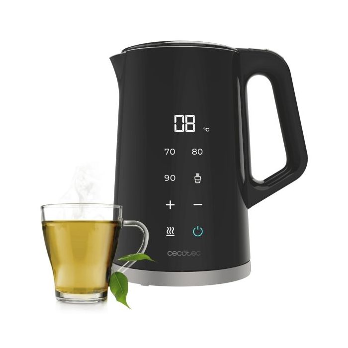 Cecotec Thermosense 800 Neo Hervidor de Agua Electrico - 2200W - Capacidad 1.7L - Temperatura Regulable - Acero Inoxidable - Funcion Mantenimiento de Calor - Base Giratoria 360º - Color Negro