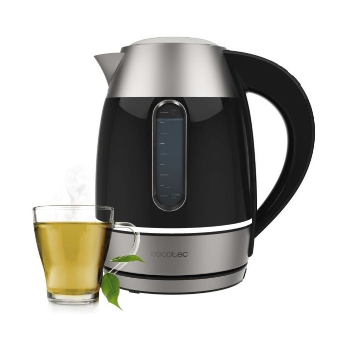 Cecotec Thermosense 400 VisionLight Hervidor de Agua Electrico - 2200W - Capacidad de 1.7L - Tactil - 7 Niveles - Acero Inoxidable - Mantenimiento de Calor - Autoapagado - Base 360º - Color Negro