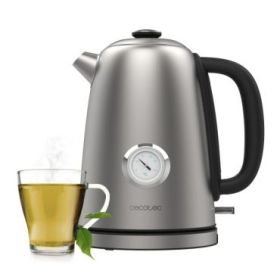 Cecotec Thermosense 620 Vintage Hervidor de Agua Electrico - Potencia de 2200W - Capacidad 1.7L - Acero Inoxidable - Termometro Analogico - Base Giratoria 360º - Apagado Automatico
