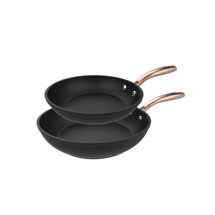 Cecotec Polka Fantasy Golden Pack de 2 Sartenes de 20 y 24cm - Acero Inoxidable - Revestimiento Antiadherente - Apta para Horno hasta 230°C - Compatible con Induccion - Color Negro