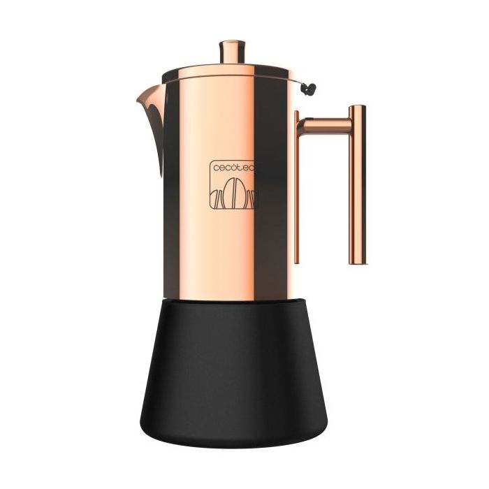 Cecotec Moking 200 Cafetera Italiana para 2 Tazas - Acero Inoxidable - Apto para Lavavajillas - Junta de Silicona - Valvula de Seguridad - 12.3x8x17.5cm - Color Cobre