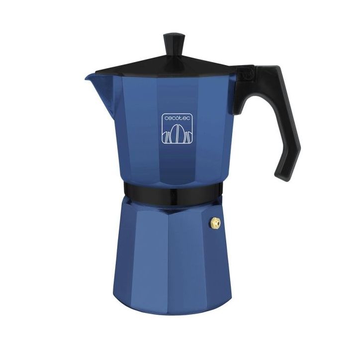 Cecotec Mokclassic 900 Cafetera Italiana para 9 Tazas - Aluminio Fundido - Apta para Gas, Electrica y Vitro - Facil de Desmontar - Junta de Silicona - Valvula de Seguridad - Color Azul