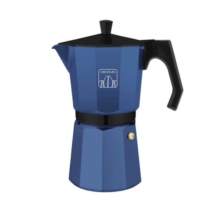 Cecotec Mokclassic 1200 Cafetera Italiana para 12 Tazas - Aluminio Fundido - Apta para Gas, Electrica y Vitro - Facil de Desmontar y Limpiar - Junta de Silicona - Valvula de Seguridad - Color Azul