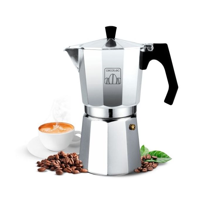 Cecotec Mokclassic 900 Cafetera Italiana para 9 Tazas - Aluminio Fundido - Apta para Placas Electricas, Vitro y Gas - Junta de Silicona - Filtro de Acero Inoxidable - Valvula de Seguridad