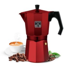 Cecotec Mokclassic 900 Cafetera Italiana para 9 Tazas - Aluminio Fundido - Apta para Gas, Electrica y Vitro - Facil de Limpiar - Valvula de Seguridad - Filtro de Acero Inoxidable - Color Rojo