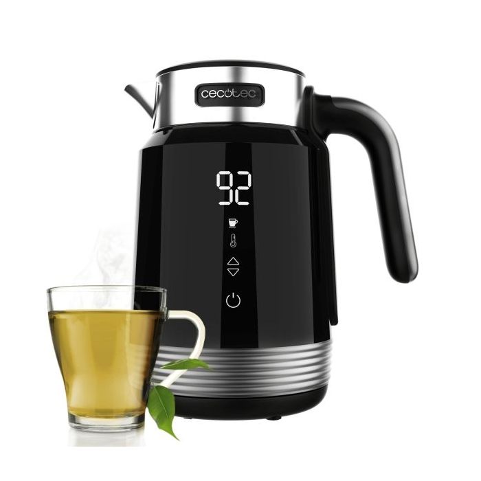 Cecotec ThermoSense 600 Touch Black Hervidor de Agua Electrico - 2200W - Capacidad 1.7L - Acero Inoxidable - Libre de BPA - Pantalla Tactil - Ajuste de Temperatura - Apagado Automatico - Color Negro