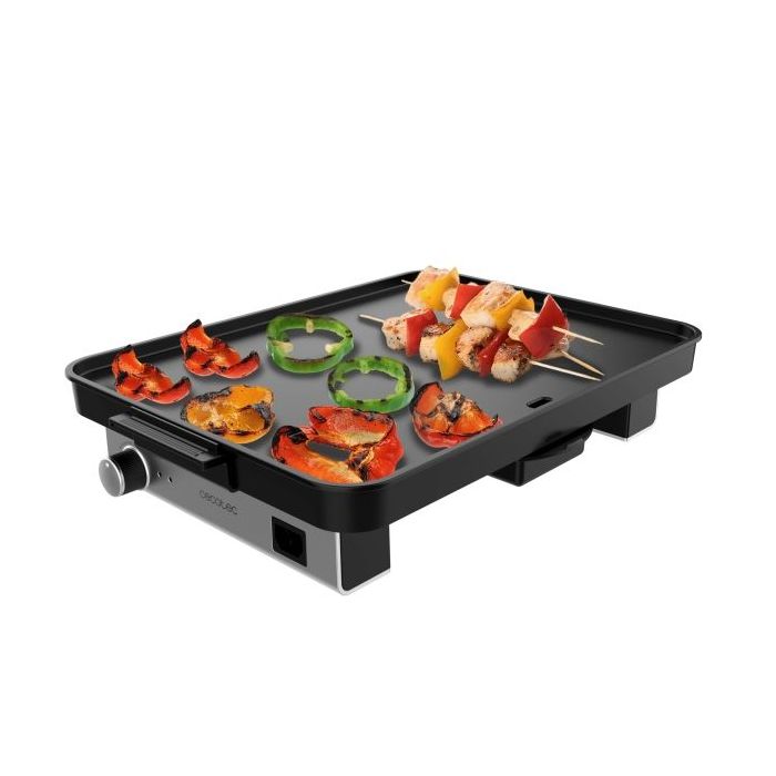 Cecotec Magnet 1800 Plancha Electrica - 1800W - Placa de Aluminio con Teflon - Termostato Regulable - Bandeja Recogegrasas - Piezas Desmontables - Apta para Lavavajillas - 40x30cm - Color Negro