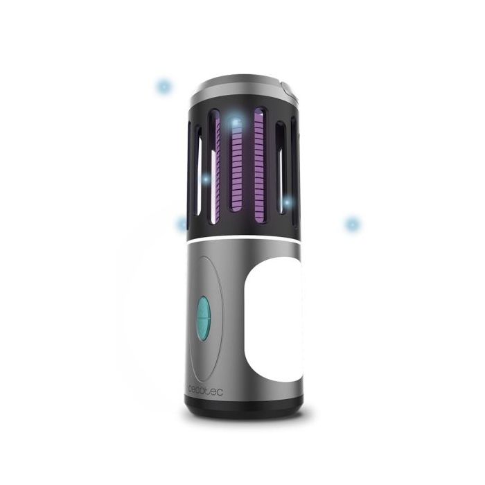 Cecotec ByeFly 3000 Go Mata Mosquitos 3 en 1 - Potencia de 5W - Bateria 1800mAh - Resistente al Agua IPX4 - Luz Lateral y Linterna - Incluye Gancho - Compacto y Portatil - Color Gris
