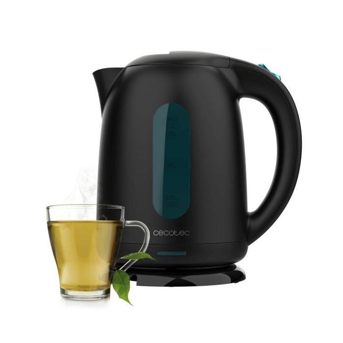 Cecotec Thermosense 180 Hervidor de Agua Electrico - Potencia de 2200W - Capacidad 1.7L - Libre de BPA - Filtro Antical Desmontable - Base Giratoria 360º - Apagado Automatico - Color Negro