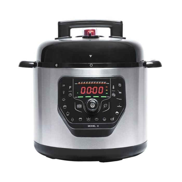 Cecotech Olla GM Programable - Capacidad 6L - Programacion 24H - Control por Voz - Sistema Inteligente Gmcore - Tapa Abatible - 11 Temperaturas Ajustables - 5 Presiones Ajustables - Color Negro