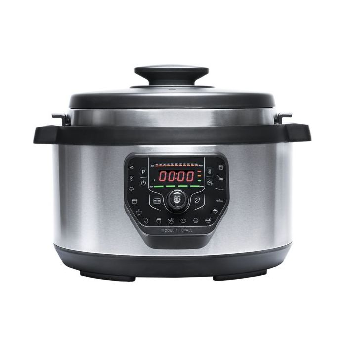Cecotech Ovall Olla GM Programable - 1000W - Capacidad 8L - Programable 24H - Cocina Inteligente - Tapa Advance Segura - 19 Funciones de Coccion - Control por Voz - 37x44x29cm - Color Negro