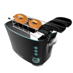 Cecotec Toast and Taste Double B Tostadora de Doble Ranura - 650W - Ranura Ancha - Pinzas para Tostadas - 7 Niveles - Funciones Descongelar y Recalentar - Bandeja Recogemigas Extraible - Color Negro