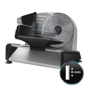 Cecotec Rock’nCut Twin Cortafiambres de 180W - 2 Discos de 190mm - Antiadherente - Grosor hasta 15mm - Acabados en Acero Inoxidable - Base con Ventosas - Proteccion para Manos - 40x23x26cm - Color Negro