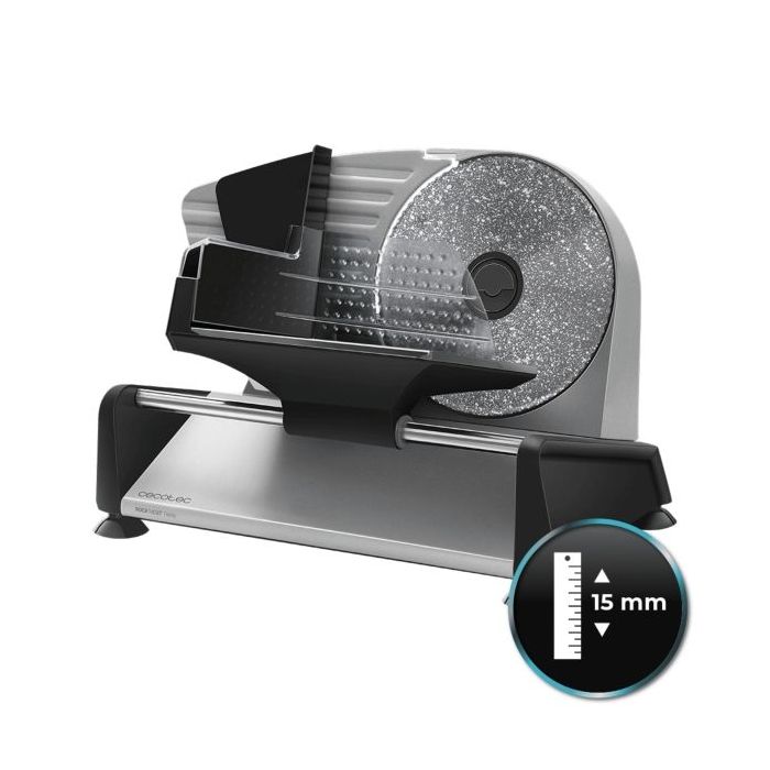 Cecotec Rock’nCut Twin Cortafiambres de 180W - 2 Discos de 190mm - Antiadherente - Grosor hasta 15mm - Acabados en Acero Inoxidable - Base con Ventosas - Proteccion para Manos - 40x23x26cm - Color Negro