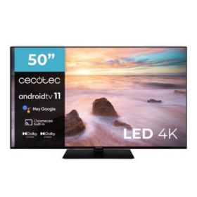 Cecotec A2Z series ALU20050ZS Televisor Smart TV sin Marco de 50" LED 4K UHD - Android TV 11 - Chromecast Integrado - HDR10+ - Dolby Vision - Sonido Dolby Atmos - Peana Central - Color Negro
