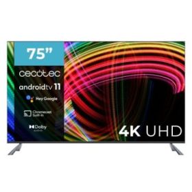 Cecotec A3 series ALU30075 Televisor Smart TV sin Marco de 75" LED con Resolucion 4K UHD - Android TV 11 - Dolby Vision y Atmos - HDMI 2.1 - Chromecast Integrado - Asistente Google - Color Negro
