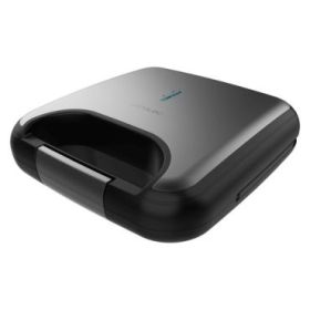 Cecotec Rock’nToast Combo Sandwichera 3 en 1 - 800W - Revestimiento Antiadherente - Placas Intercambiables - Acabados en Acero Inoxidable - Tacto Frio en Asa - Indicador Luminoso - Color Negro