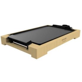 Cecotec Tasty and Grill 2000 Bamboo Plancha Electrica - 2000W - Estructura de Bambu - Antiadherente - Termostato Regulable - Apta para Lavavajillas - Incluye Espatula - 37.5x24.5cm - Color Madera Claro