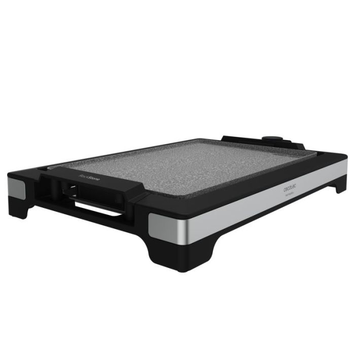 Cecotec Tasty and Grill 2000 InoxStone Plancha Electrica - 2000W - Antiadherente - Termostato Regulable - Placa de Acero Extraible - Apto Lavavajillas - Bandeja Recogegrasas - 37.5x24.5cm - Color Negro