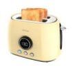 Cecotec ClassicToast 8000 Tostadora de Doble Ranura - 800W - Pantalla Digital - Ranura Ancha - 3 Funciones - Calienta Panecillos - 6 Niveles - Extra Elevacion - Autocentrado - Color Amarillo Pastel