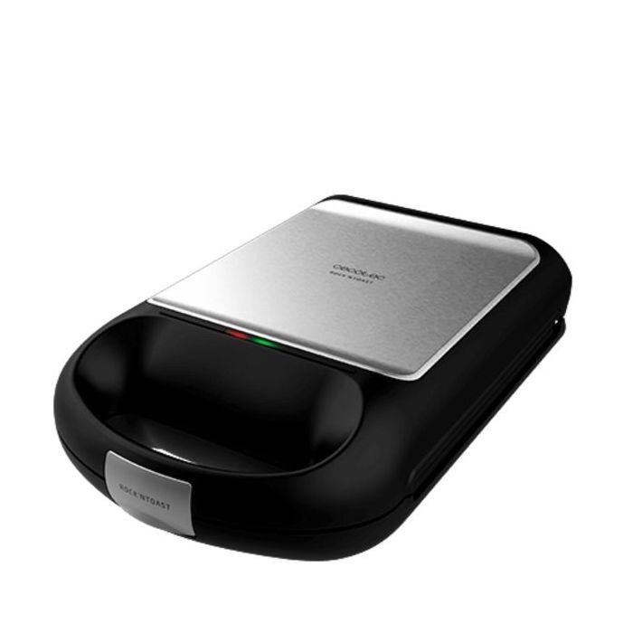 Cecotec Rock'nToast Family Sandwichera Extragrande 3 en 1 - 1500W - Capacidad para 4 Sandwiches - 3 Placas Intercambiables - Antiadherente - Apertura 180° - Acero Inoxidable - Color Negro