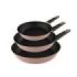 Cecotec Polka Experience Gravity Pack de 3 Sartenes de 18, 22 y 26cm - Aluminio Fundido - Teflon Antiadherente - Apto Lavavajillas - Compatible con Induccion - Fondo de 5mm de Espesor - Color Rosa Pastel