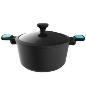 Cecotec Polka Platinum Thunder Cacerola de Aluminio Forjado de 28cm - Revestimiento Antiadherente - Compatible con Induccion - Construccion en 6 Capas - Libre de PFOA - Color Negro y Azul