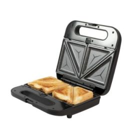 Cecotec Rock'nToast 1000 Sandwichera 3 en 1 - Potencia de 800W - Capacidad para 2 Sandwiches - Revestimiento Antiadherente - Placas Intercambiables - Cocina Homogenea - Color Negro