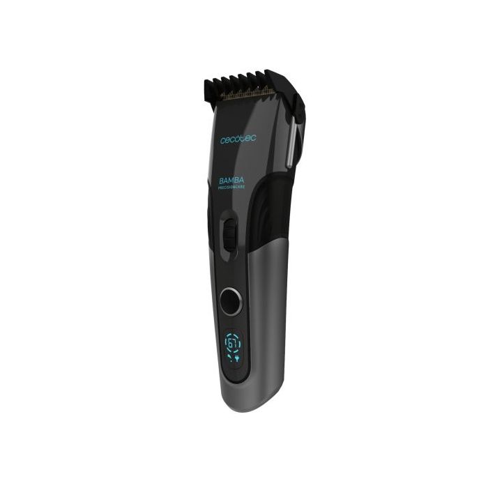 Cecotec Bamba PrecisionCare Titan Cortapelos Inalambrico - Cuchillas de Titanio - Bateria de 90min de Autonomia - 3 Peines Guia - Uso con y sin Cable - Bloqueo de Seguridad - Color Negro