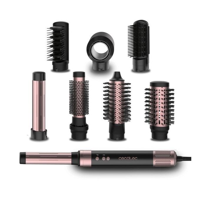 Cecotec Bamba CeramicCare AirGlam Cepillo Electrico Alisador - 1400W - Funcion Secado y Alisado - Accesorio para Rizos y Ondas - Facil Manejo y Control - Iones Negativos - Color Negro