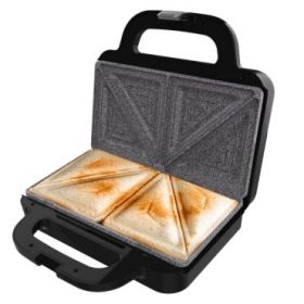 Cecotec Rock'nToast Deep Classic Sandwichera - 1000W - Capacidad para 2 Sandwiches - Placas Triangulares - Antiadherente - Acero Inoxidable - Indicador Luminoso - Base Antideslizante - Color Negro