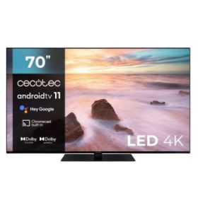 Cecotec A2 series ALU20070ZS Televisor Smart TV sin Marco de 70" LED con Resolucion 4K UHD - Android TV 11 - Chromecast Integrado - Dolby Vision y Atmos - HDMI 2.1 48Gb - Peana Central - Color Negro