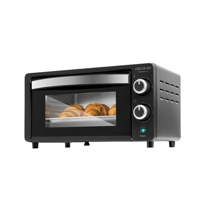 Cecotec Bake and Toast 1090 Horno de Sobremesa - 1000W - Capacidad de 10L - Temporizador - Puerta Doble Cristal - Resistencias de Cuarzo - Temperatura hasta 230°C - Color Negro