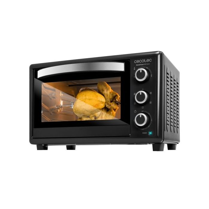 Cecotec Bake and Toast 3090 Gyro Horno de Sobremesa - 1500W - Capacidad de 30L - Rustidor Giratorio 360º - Conveccion - Puerta Doble de Cristal - Luz Interior para Control - Color Negro