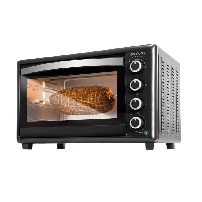 Cecotec Bake and Toast 4600 Gyro Horno de Sobremesa - 2000W - Capacidad de 46L - Rustidor Giratorio 360º - Cocina por Conveccion - Puerta Doble de Cristal - Luz Interior - 12 Funciones - Color Negro