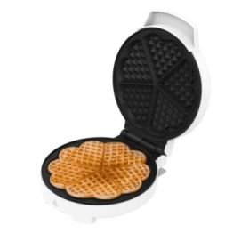 Cecotec Fun Gofrestone Round Gofrera - 1000W - Antiadherente - Acabados en Acero Inoxidable - Placa Circular de 19cm - Indicador Luminoso de Preparacion - Color Blanco