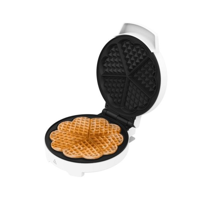 Cecotec Fun Gofrestone Round Gofrera - 1000W - Antiadherente - Acabados en Acero Inoxidable - Placa Circular de 19cm - Indicador Luminoso de Preparacion - Color Blanco