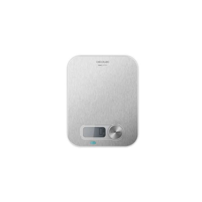 Cecotec Cook Control 10200 EcoPower Inox Bascula de Cocina - Funciona sin Pilas - Precision de 1gr - Peso Max. 8kg - Pantalla LCD - Funcion Tara - Funcion Solidos y Liquidos