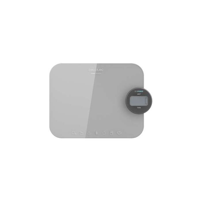Cecotec Cook Control 10300 EcoPower Nutrition Bascula de Cocina - Funciona sin Pilas - Precision de 1gr - Peso Max. 8kg - Pantalla LCD - Funcion Tara - Funcion Solidos y Liquidos