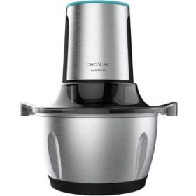 Cecotec ChopBeat 1500 TitanBlack Steel Picadora Electrica - 600W - Cuchillas de Titanio - Bol de 1.5L de Acero Inoxidable - 2 Velocidades - Espiralizador con 4 Accesorios - Libre de BPA - Facil Limpieza