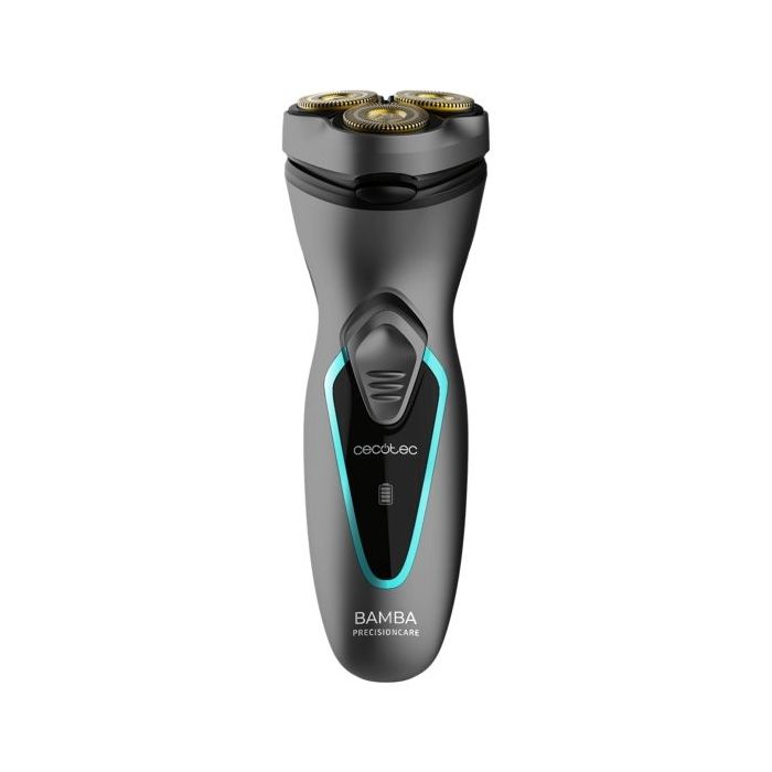 Cecotec Bamba PrecisionCare PerfectCut Afeitadora Rotativa - Recubrimiento de Titanio - Cabezal 3D Adaptable - Autonomia hasta 40min - Facil Limpieza - Mango Ergonomico - Color Gris