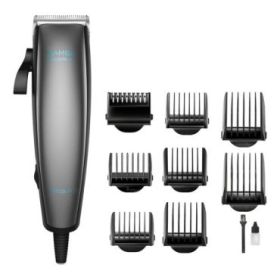 Cecotec Bamba PrecisionCare Power Blade Titanium Cortapelos con Cable - Cuchillas de Titanio - Uso en Seco y Humedo - 9 Peines Guia - Palanca de Ajuste Regulable - Lubricante - Color Gris