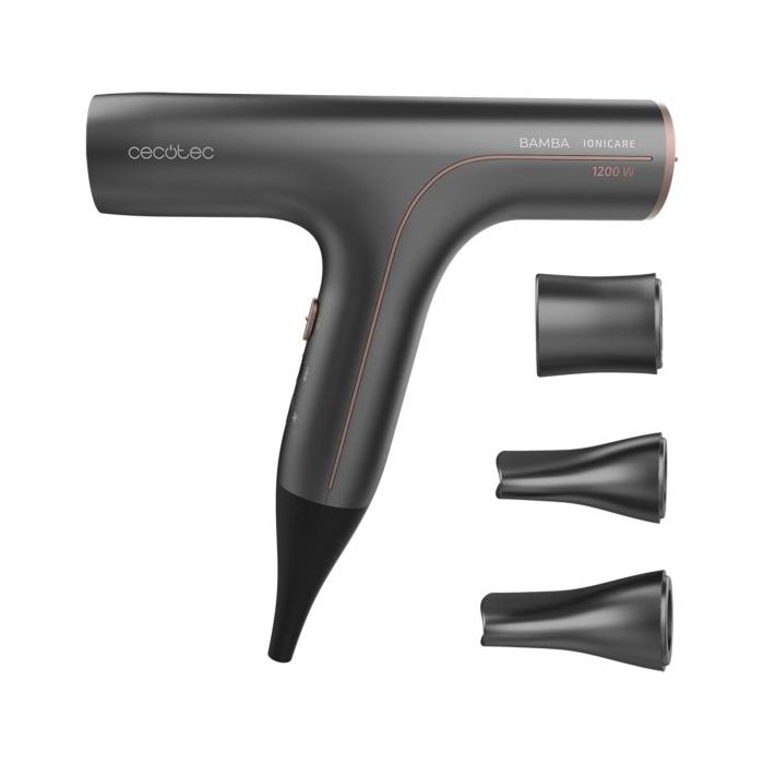 Cecotec Bamba Ionicare 6000 RockStar Soft Secador de Pelo 2 en 1 - Selector Tactil - Calentamiento Ultrarrapido - Rango de 140 a 200°C - Punta Fria - Cable Giratorio 360º - Color Gris Oscuro
