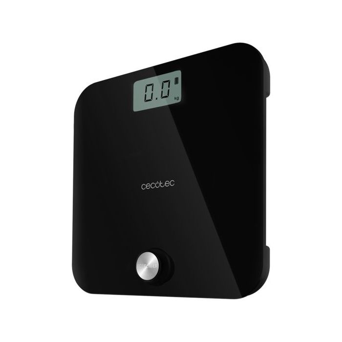 Cecotec Surface Precision 10000 Healthy Black Bascula Corporal - Energia sin Pilas - 4 Sensores - Cristal Templado - Pantalla LCD - Funcion de Autoapagado - Patas Antideslizantes - Color Negro