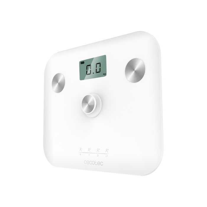Cecotec Surface Precision EcoPower 10100 Full Healthy White Bascula Corporal hasta 180kg - Energia sin Pilas - Medicion de Bioimpedancia - 4 Sensores - Patas Antideslizantes - LCD - Color Blanco