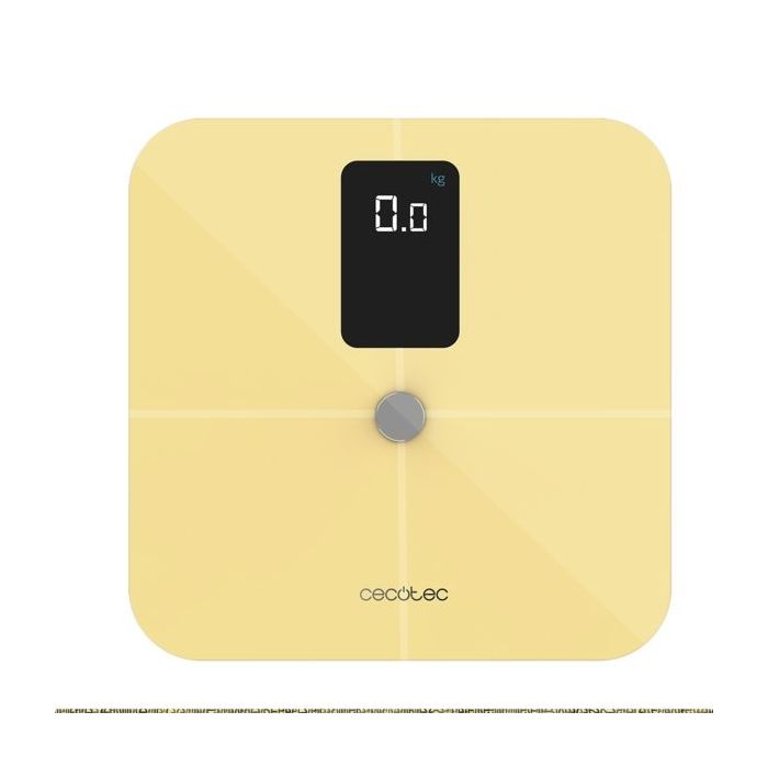 Cecotec Surface Precision 10400 Smart Healthy Vision Yellow Bascula Corporal hasta 180kg - Pantalla LCD - Bluetooth 4.0 - Cristal Templado - Patas Antideslizantes - Cinta Metrica - Color Amarillo