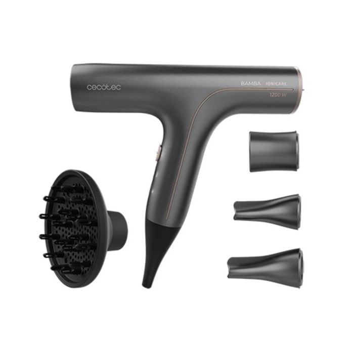 Cecotec Bamba IoniCare 6000 Rockstar Soft Pro Secador de Pelo - Iones Negativos - Limpieza Automatica Del Filtro - Ligero y Silencioso - 5 Ajustes de Temperatura y Velocidad - Color Gris Oscuro