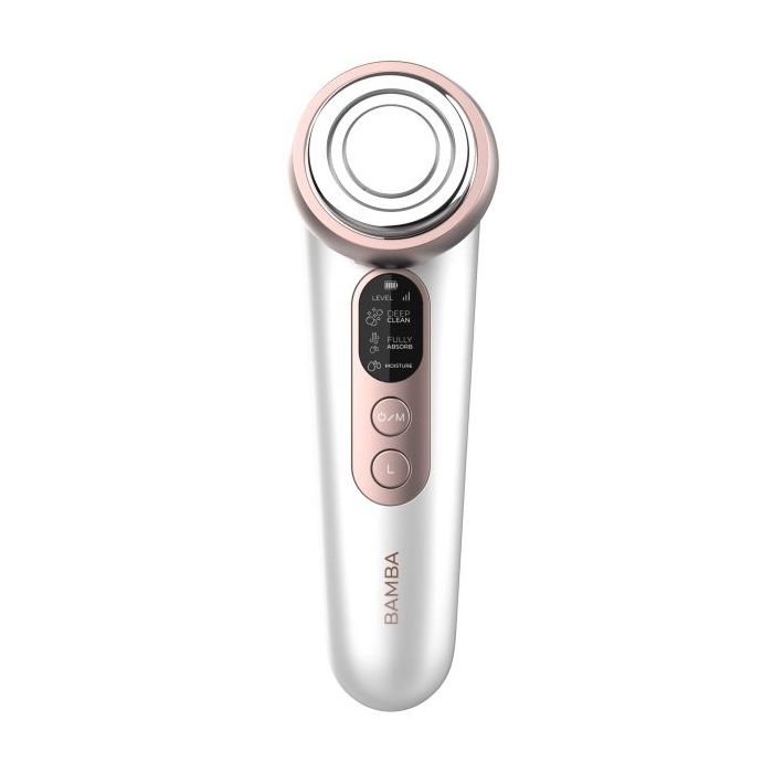 Cecotec Bamba FaceCare LightSonic Masajeador Facial - Pantalla LCD - Modos de Cuidado Facial - Funcion Calor - Luz LED - Limpieza Ionica - Microcorrientes EMS - 60min de Autonomia - Color Blanco