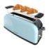 Cecotec Toastin' Time 850 Tostadora de Ranura Larga - 850W - Ranura Ancha - Calienta Panecillos - Autocentrado - Bandeja Recogemigas - 7 Niveles de Tostado - Color Azul Claro
